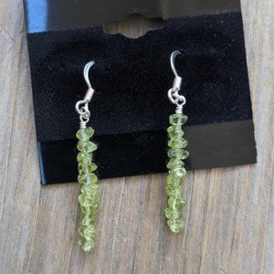 Handmade Green Stacked Peridot Fishhook Earrings